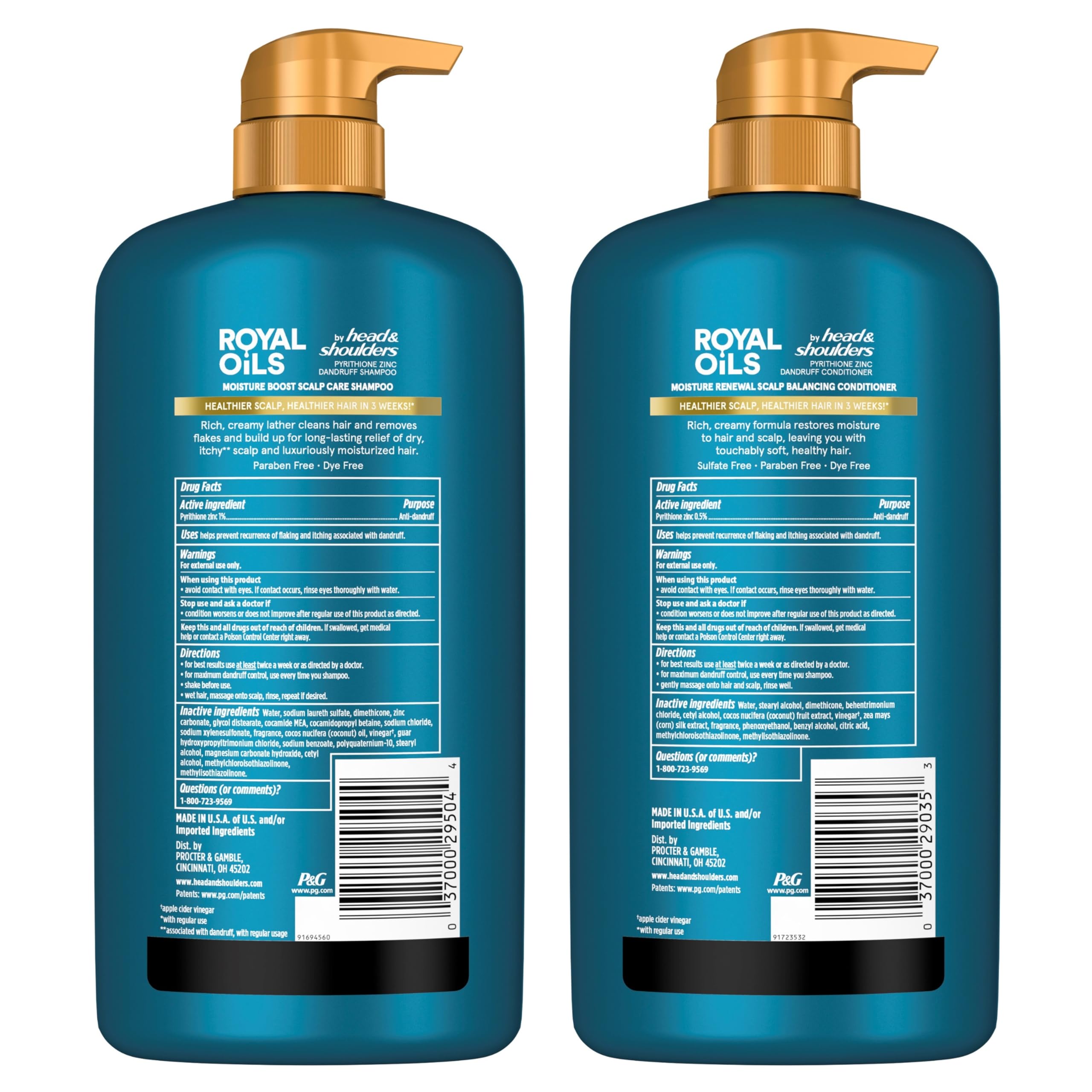 Twin-pack box of Head & Shoulders Royal Oils shown for value