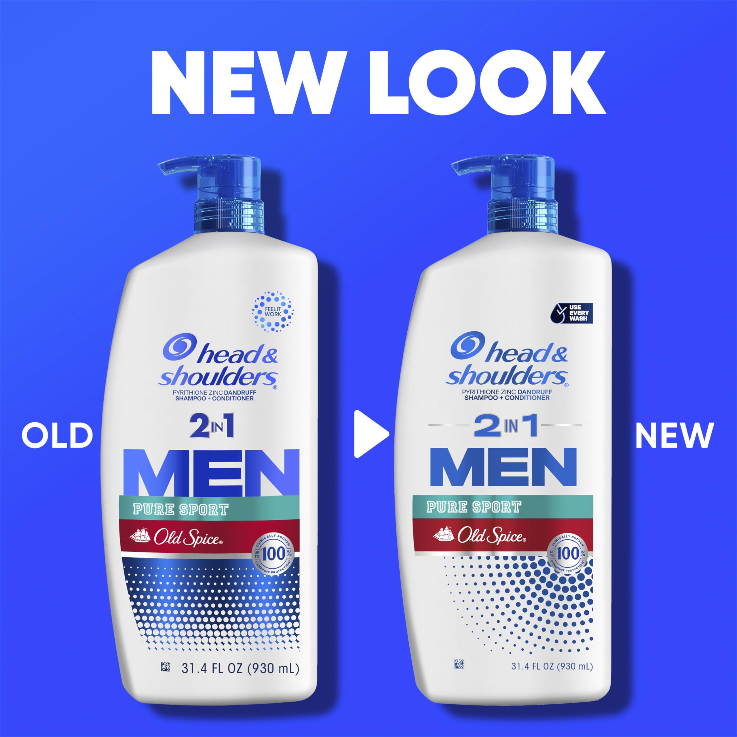 Head and Shoulders 2-in-1 bottle in use, showing dual action.