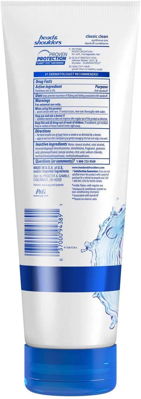 Head & Shoulders Acondicionador Clásico para Caspa, etiqueta del producto: uso diario y frescura