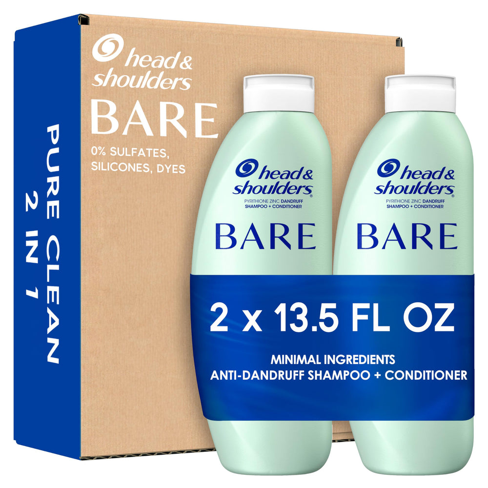 Head & Shoulders BARE Pure Clean 2en1, botella vertido, protección anti caspa y limpieza suave.
