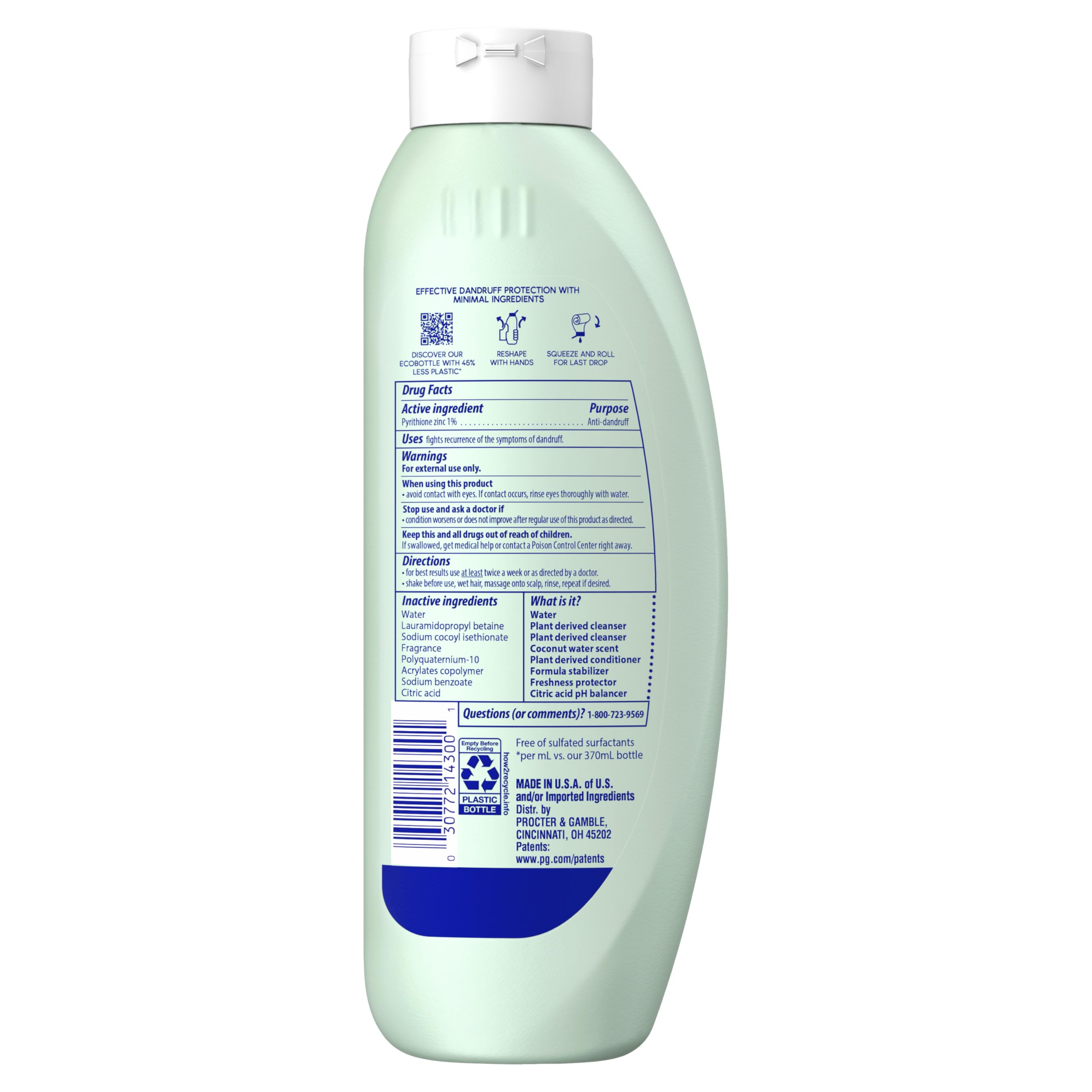 Head & Shoulders BARE Pure Clean 2en1, uso diario para cabello limpio y sin sensación grasosa.