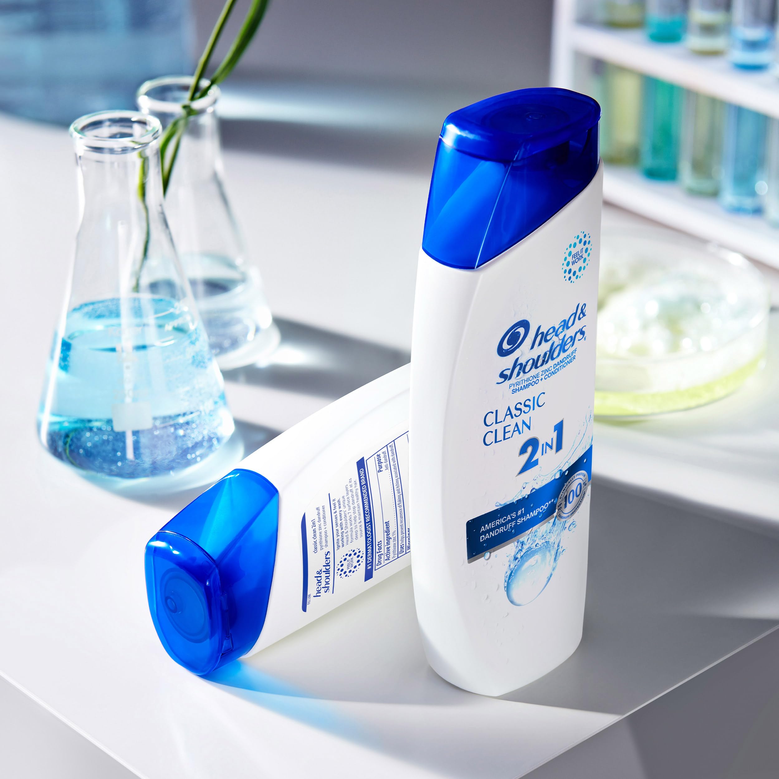 Head & Shoulders Classic Clean ingredients tea tree oil and almond oil highlight natural benefits.