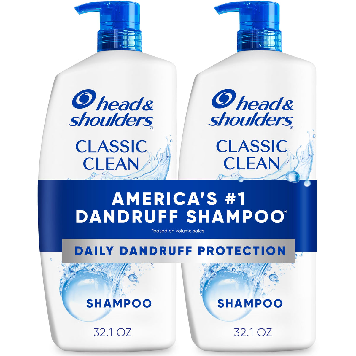 Head & Shoulders Classic Clean bottle front for daily use and flake relief.