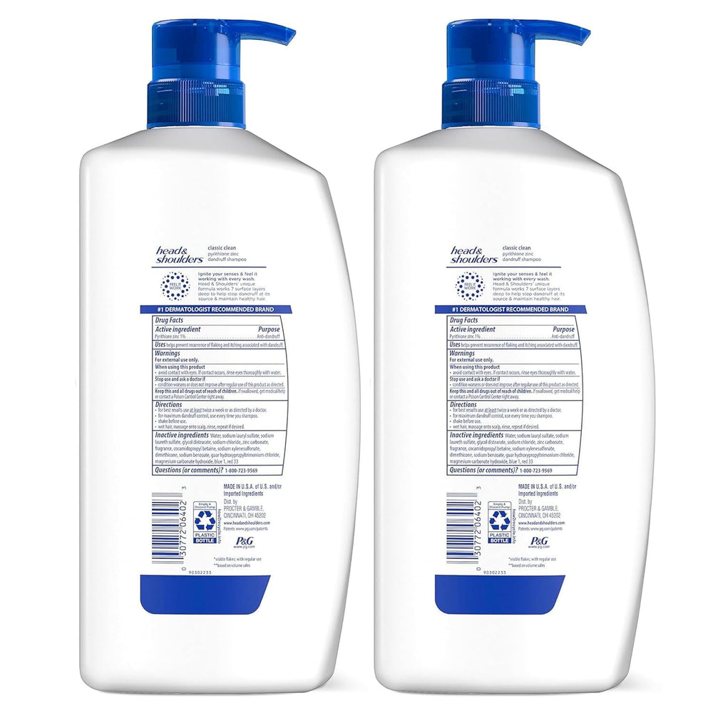 Head & Shoulders Classic Clean in a shower scene, color-safe formula.