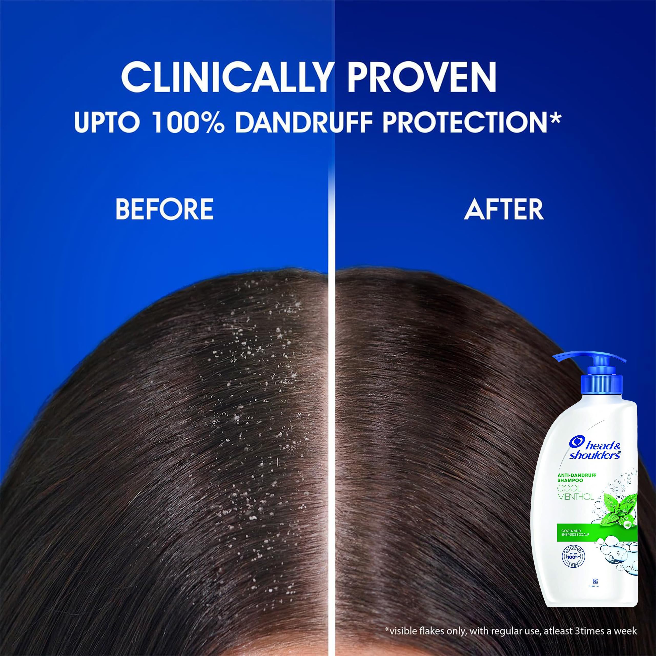 Head & Shoulders Cool Menthol bottle duo showing color-safe formula