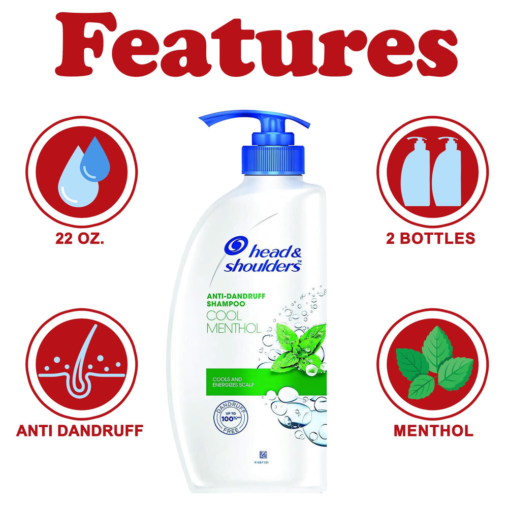 Head & Shoulders Cool Menthol shampoo dual pack on shelf for daily use