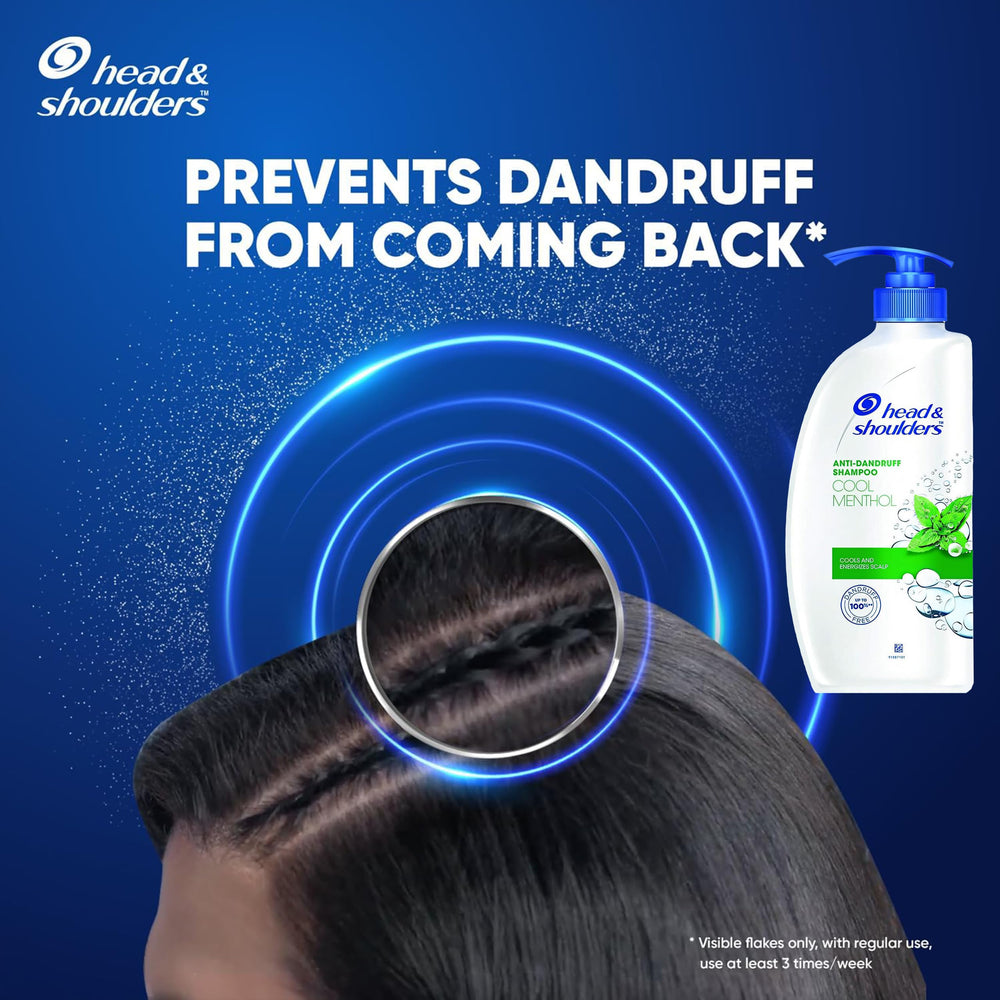 Head & Shoulders Cool Menthol shampoo on bathroom shelf for all hair types