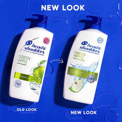 Head & Shoulders Green Apple shampoo pour demonstrates easy wash and refreshing scent.