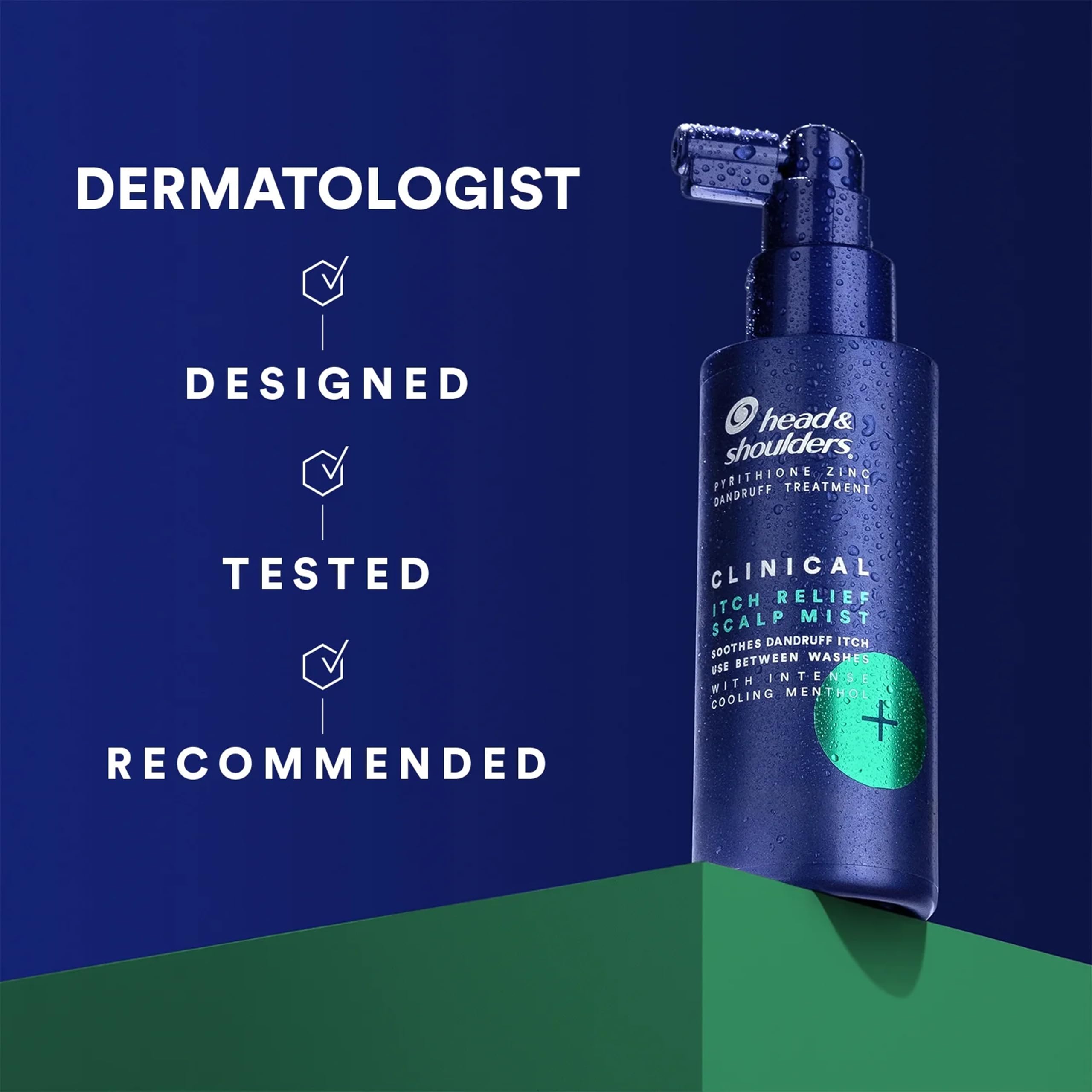 Head & Shoulders Itch Relief cooling mist conveys refreshing scalp sensation.