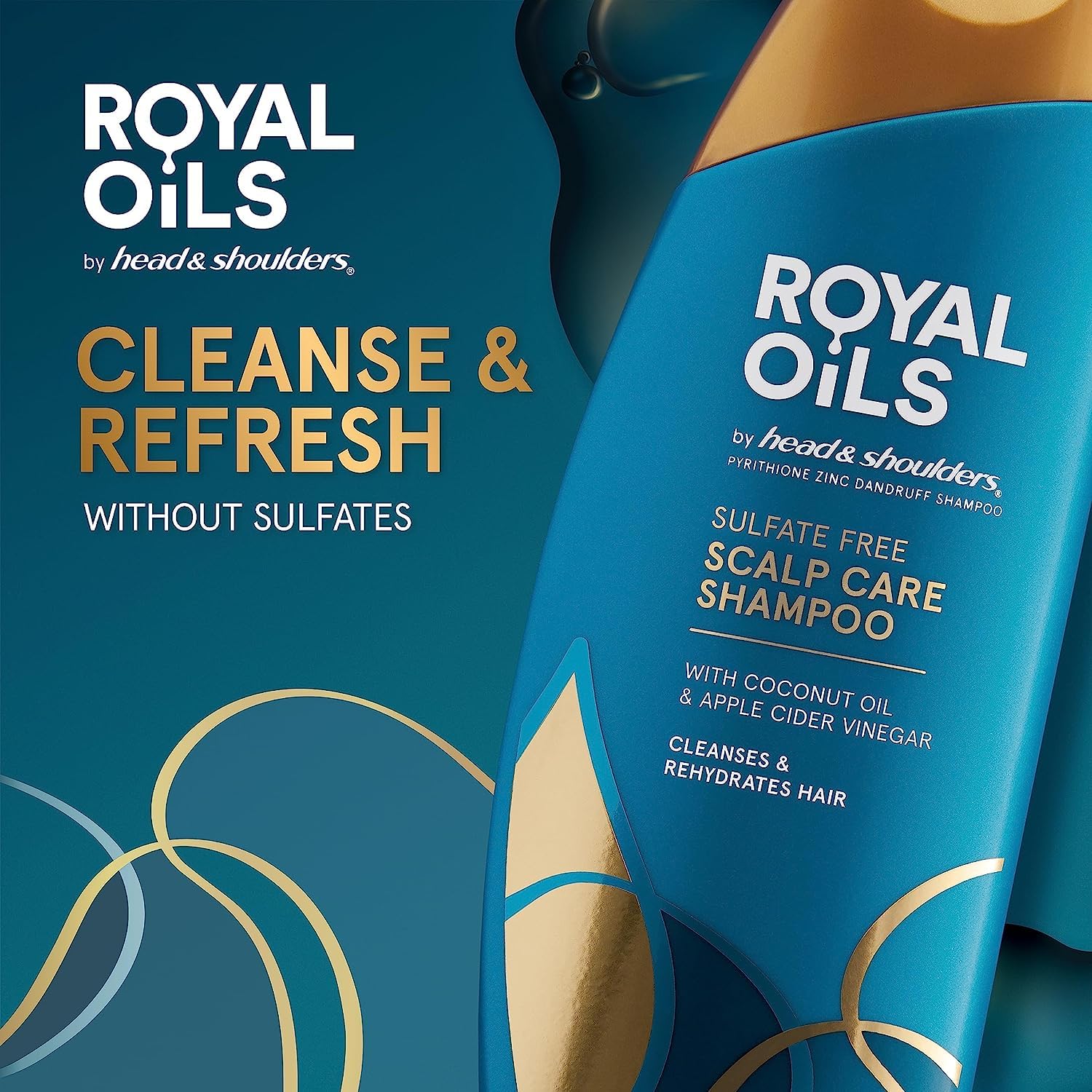 Detailed ingredient panel on Head & Shoulders Royal Oils bottle, highlighting coconut and vinegar sources.