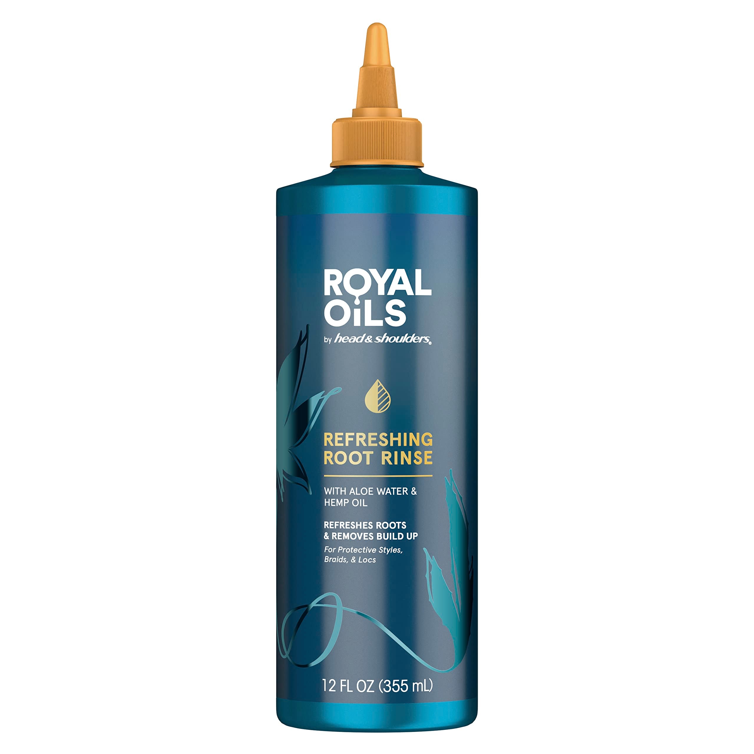 Head and Shoulders Royal Oils Root Rinse bottle on bathroom shelf for scalp refreshment