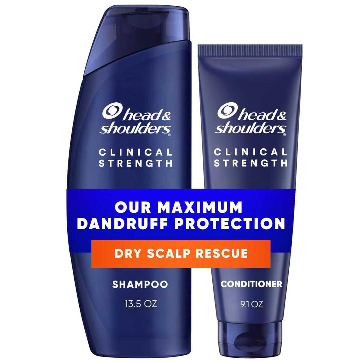 Head & Shoulders shampoo frasco visto de frente, rescate para cuero cabelludo seco