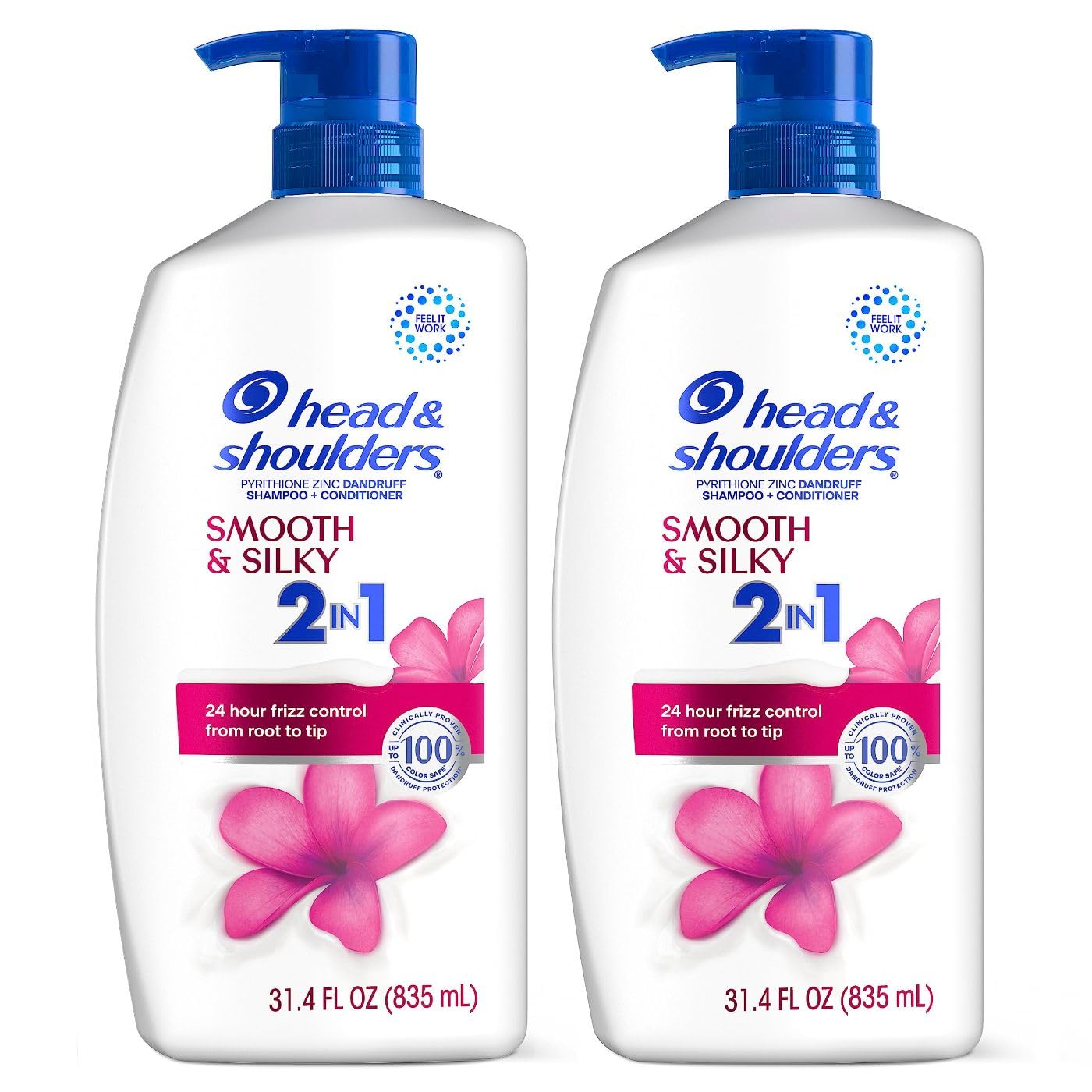 Head & Shoulders Smooth & Silky 2-in-1 bottle front for frizz-free hair.