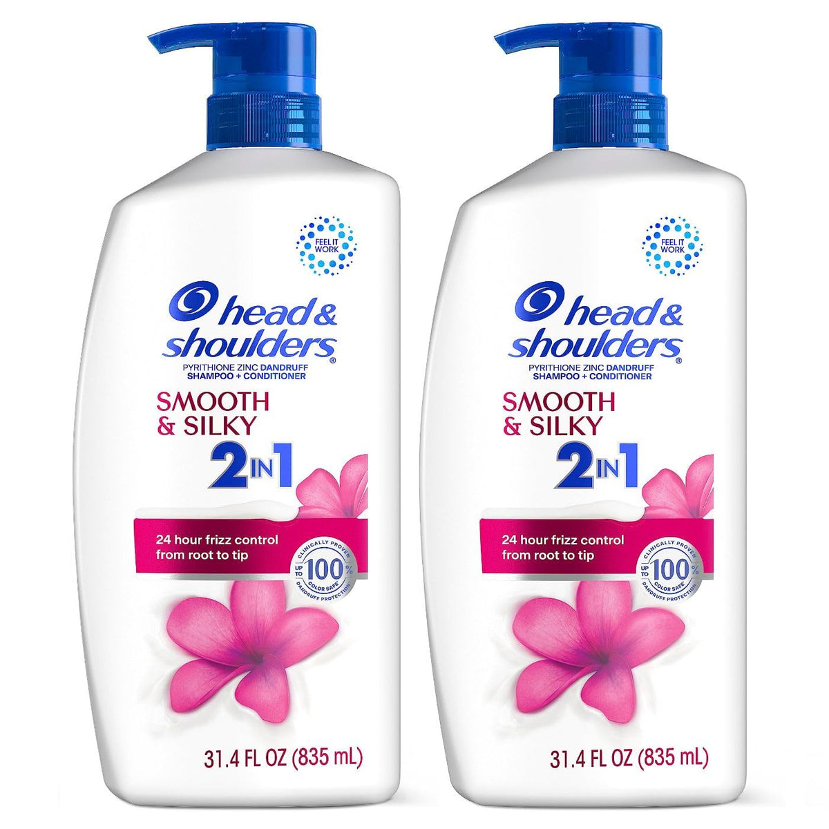 Head & Shoulders Smooth & Silky 2-in-1 bottle front for frizz-free hair.