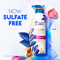 Head & Shoulders Supreme sulfate-free bottle close-up emphasizing gentle care