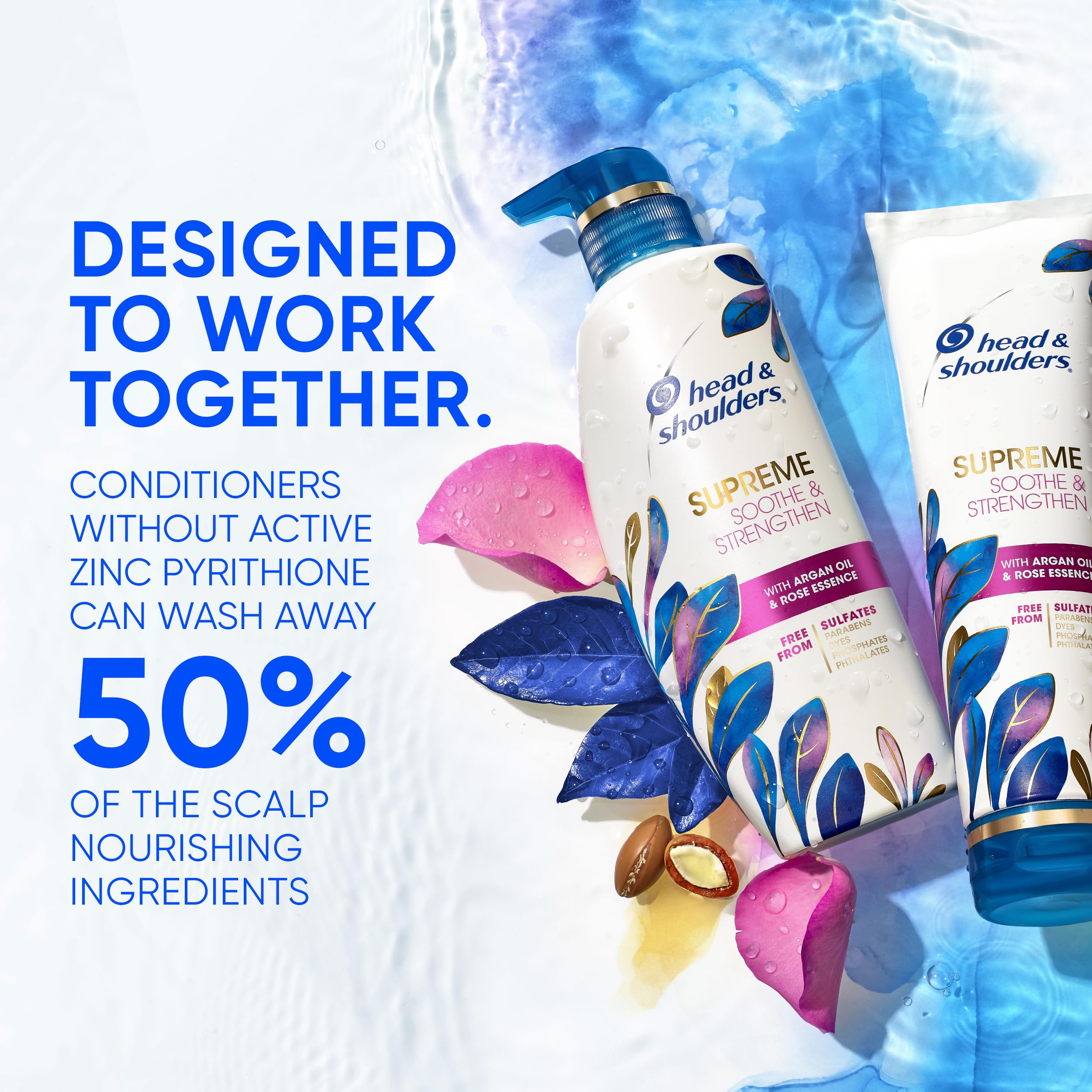 Head & Shoulders Supreme zinc 1% label close-up for scalp protection