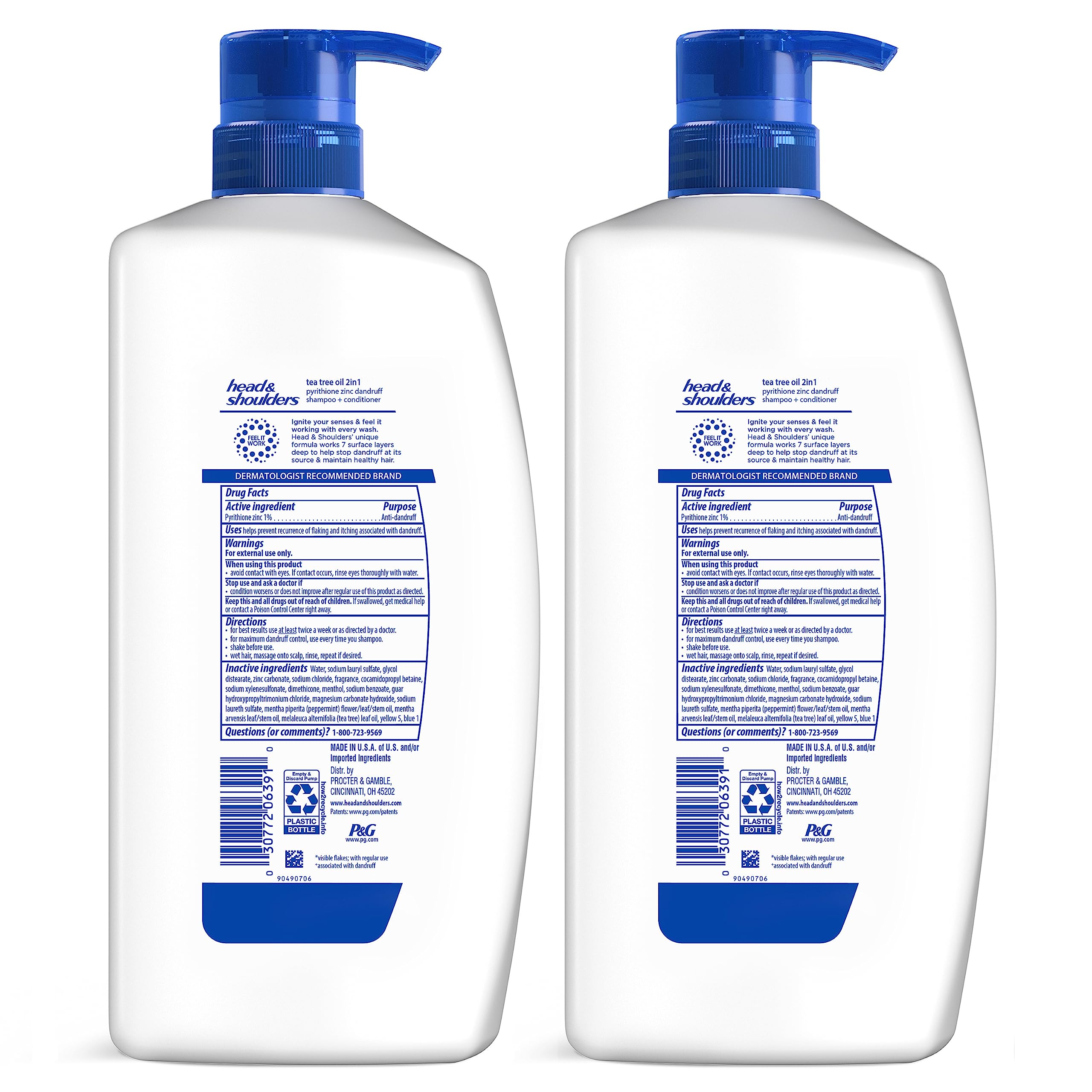 Head & Shoulders Tea Tree Oil 2in1 packaging close-up with 32.1 oz size