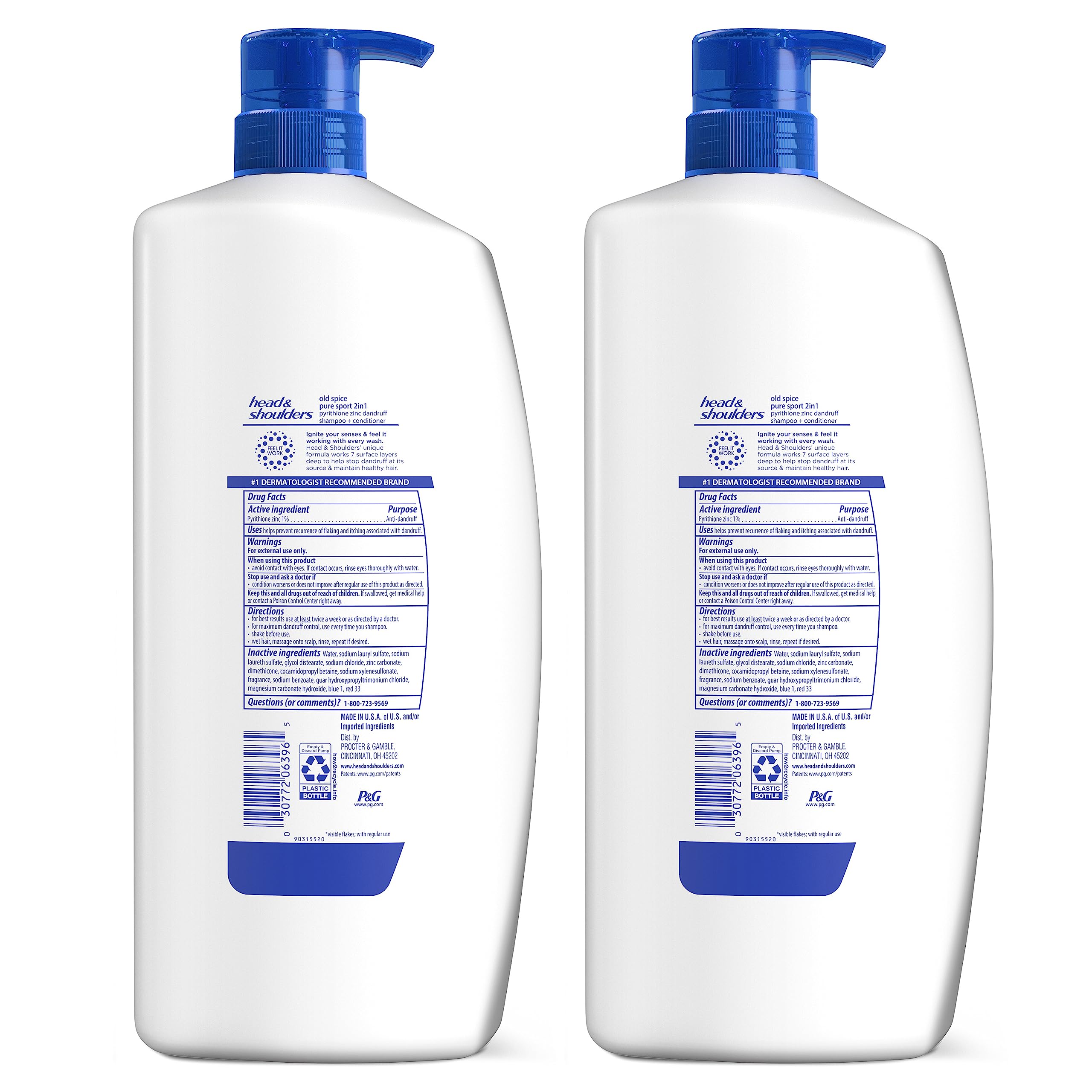 Head and Shoulders Old Spice Pure Sport twin-pack display on shelf.