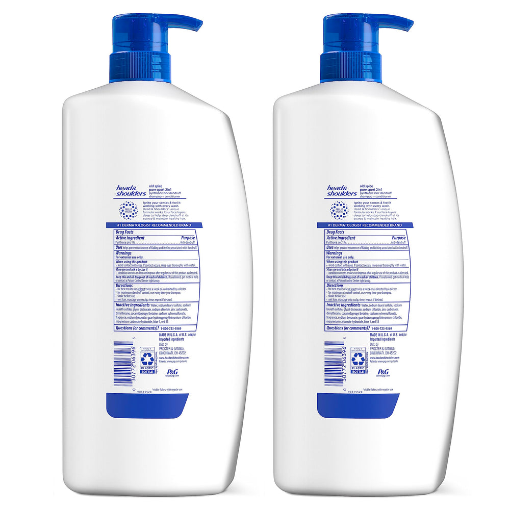 Head and Shoulders Old Spice Pure Sport twin-pack display on shelf.