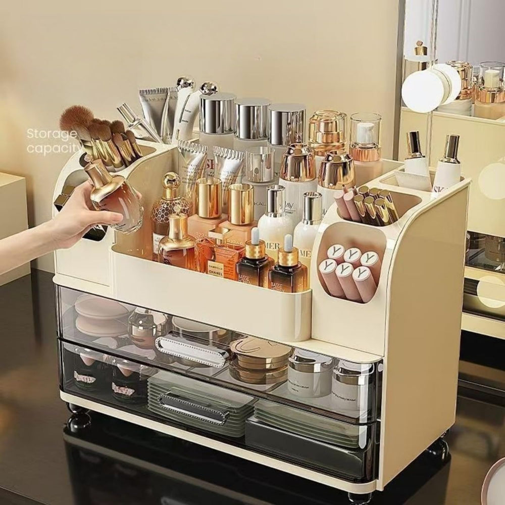 Heaime lipstick and nail polish storage saves space and displays favorites.