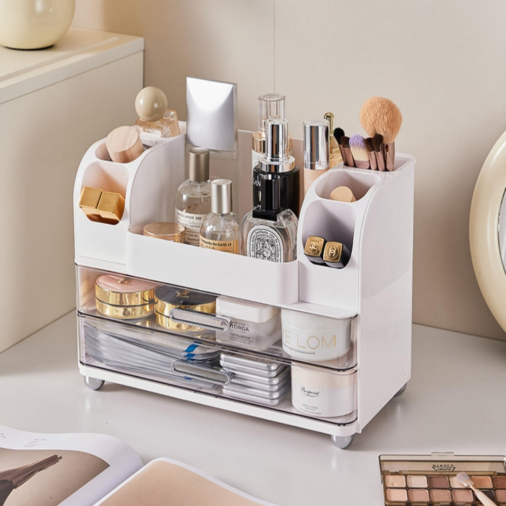 Heaime skincare storage with top compartment accommodates tall bottles