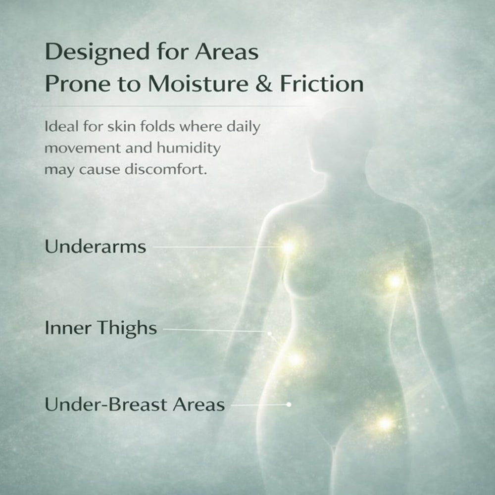 HEALORA Cream applied to inner thighs maintaining dry skin and comfort