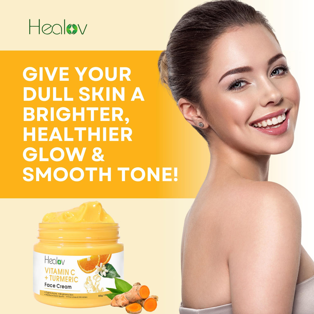 Healov crema de cúrcuma, textura cremosa lista para hidratar la piel