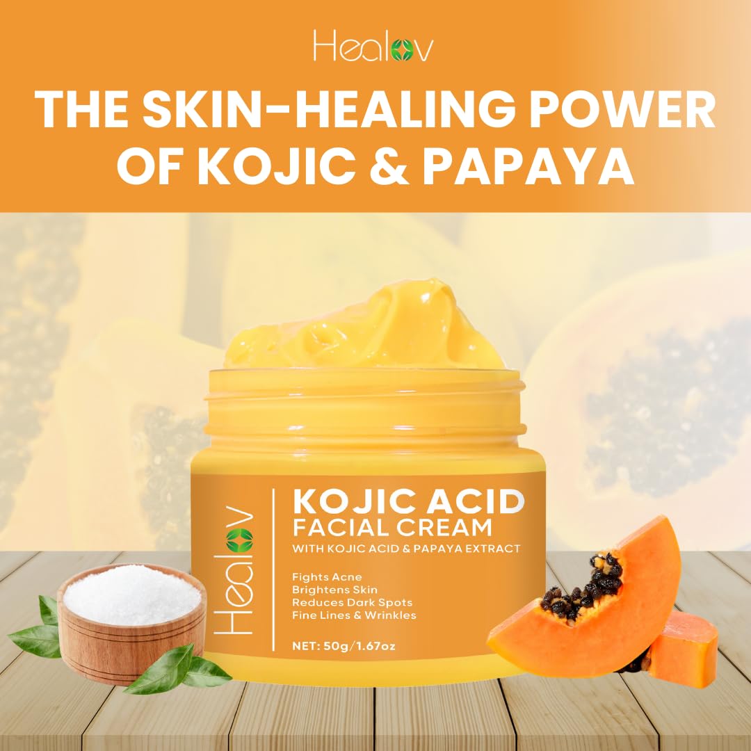 Healov Kojic Acid Cream application demonstrates targeted brightening