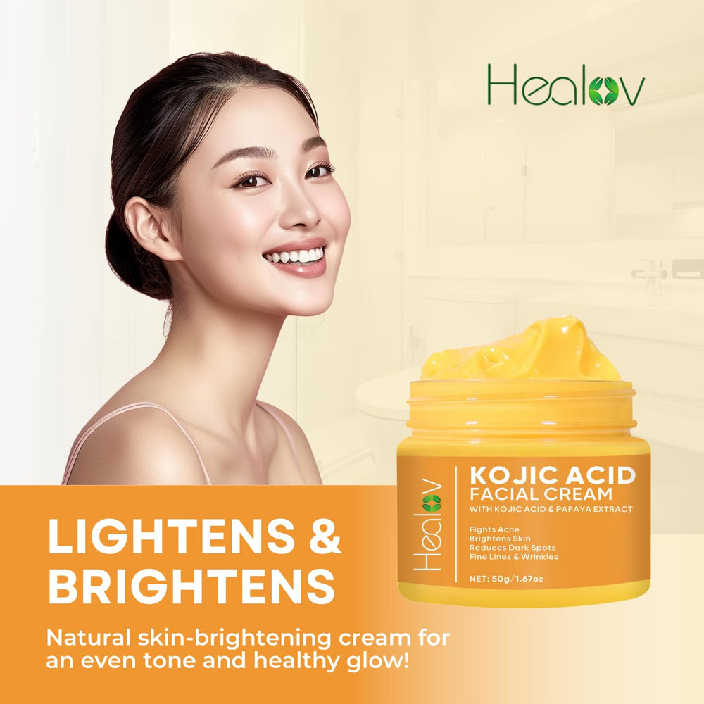 Healov Kojic Acid Cream even skin tone closeup tube