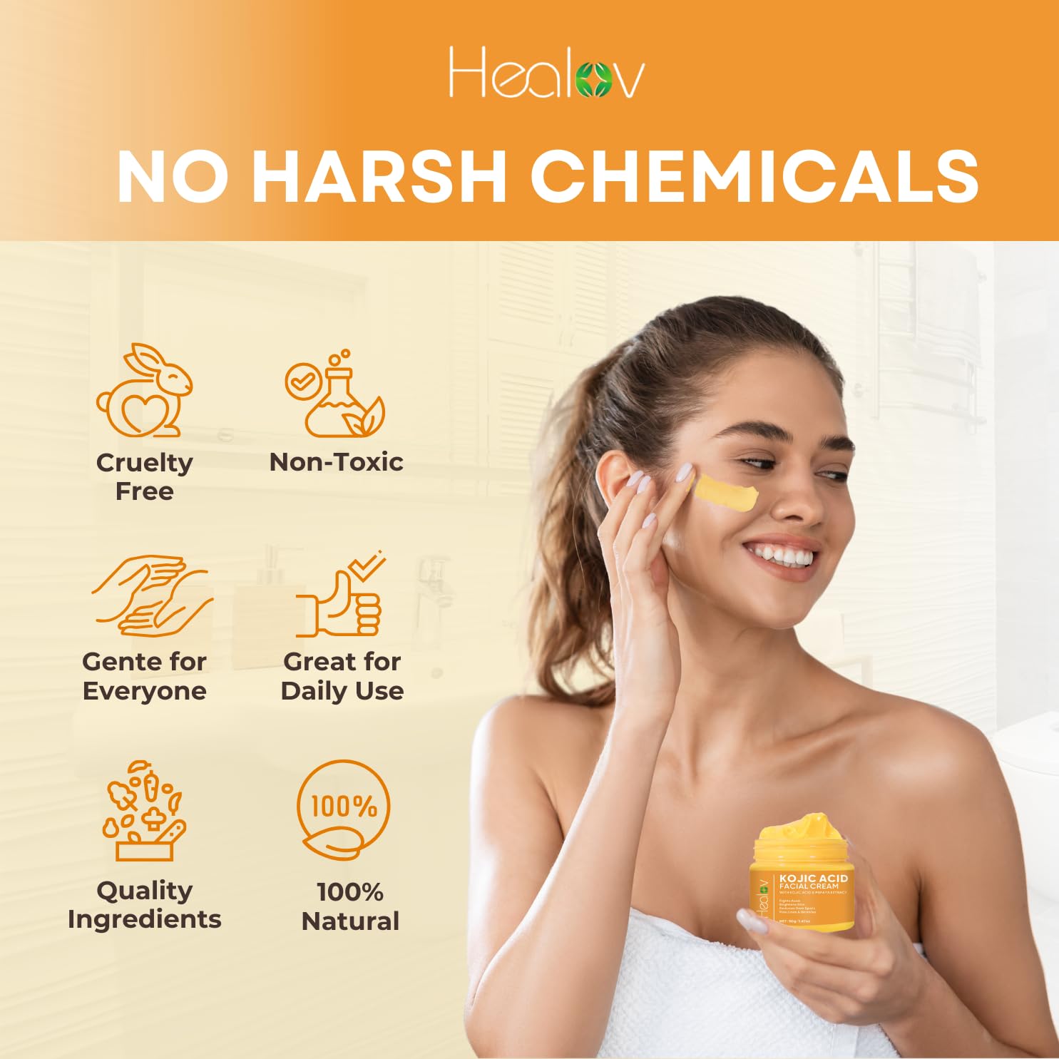 Healov Kojic Acid Cream underarms for smoother skin