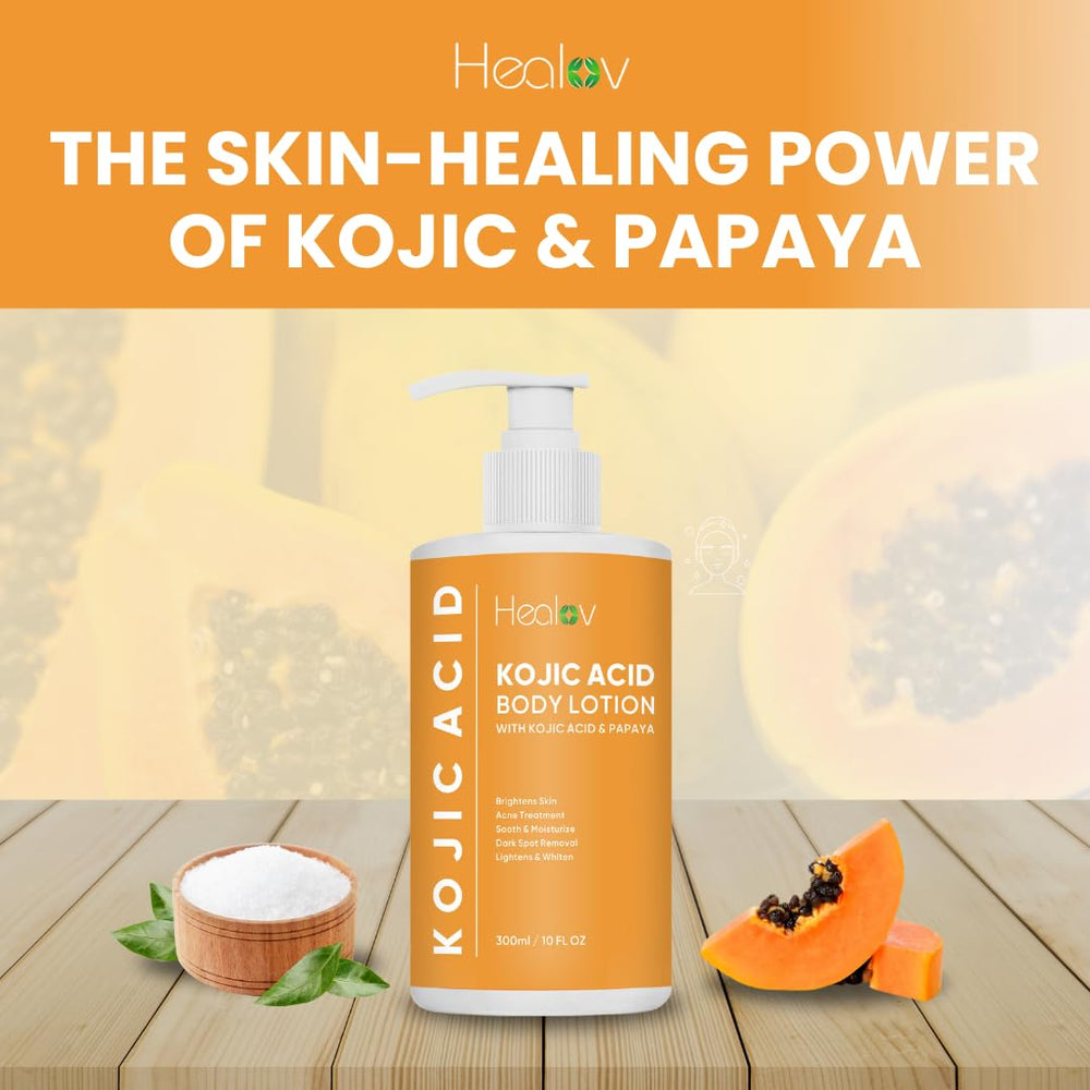 Healov Kojic Acid Lotion, uso diario, facilita rutina de cuidado de piel.