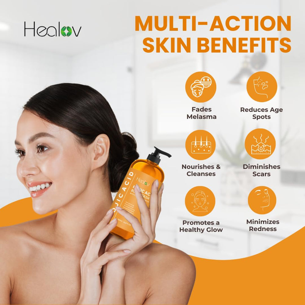 Healov Kojic Acid Soap textura cremosa para limpieza suave en piel.