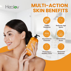 Healov Kojic Acid Soap textura cremosa para limpieza suave en piel.