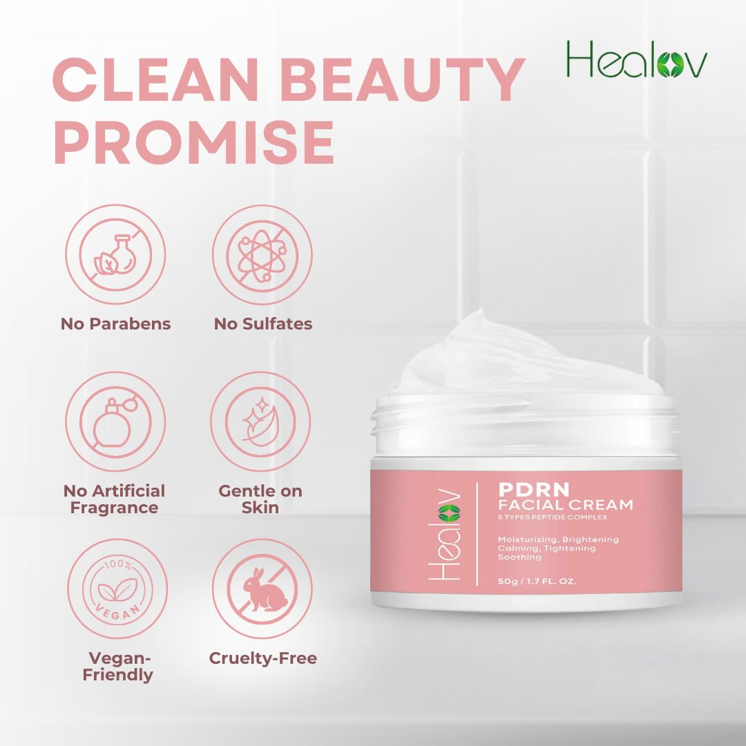 Healov PDRN Cream barrier hydration action shot suggests soothing daily moisturizer