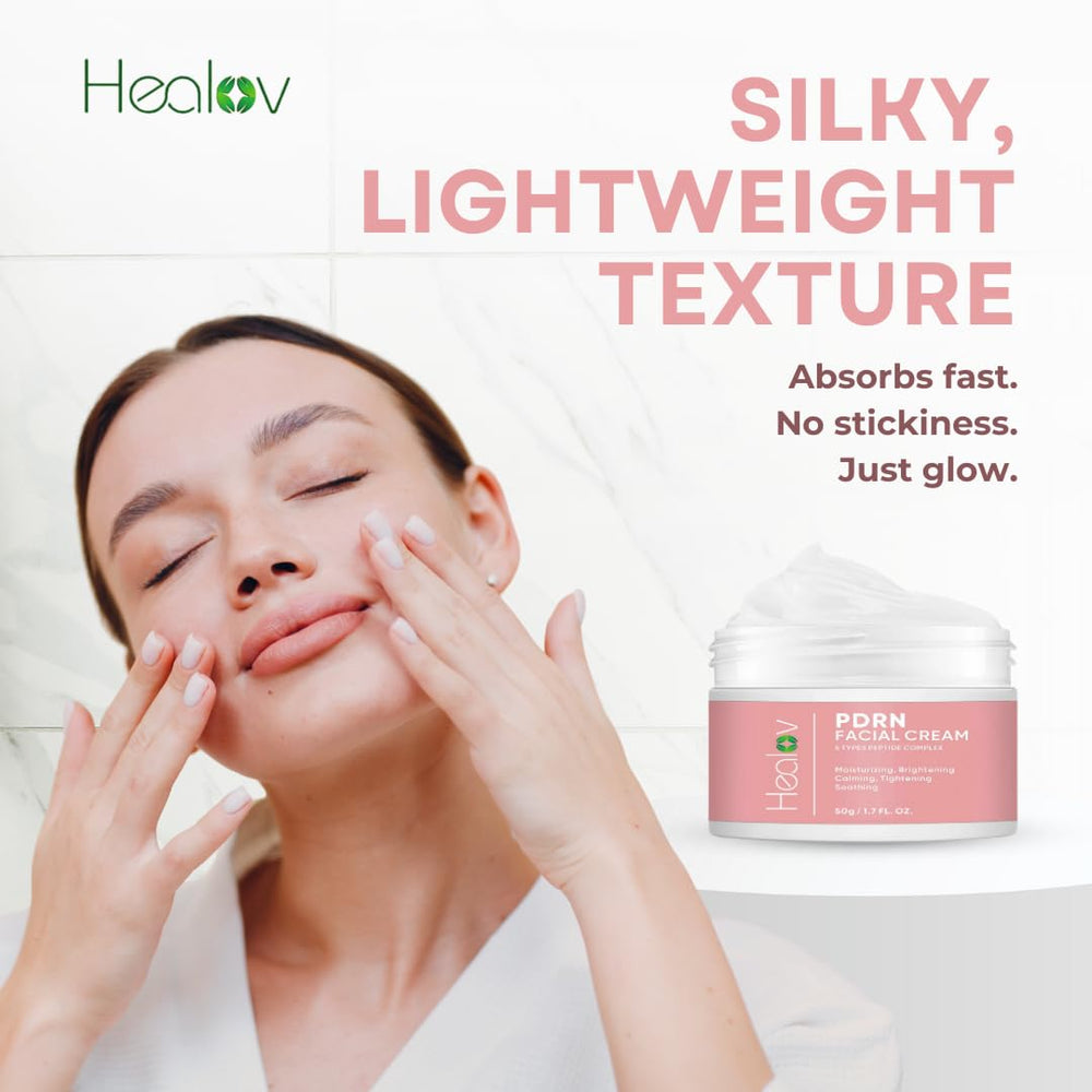 Healov PDRN Cream skin-tone glow close-up invites confident daily use