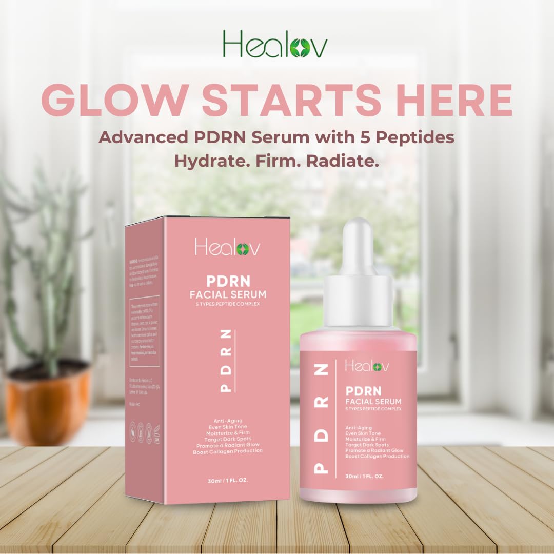 Healov PDRN Serum bottle with pump for easy, controlled application