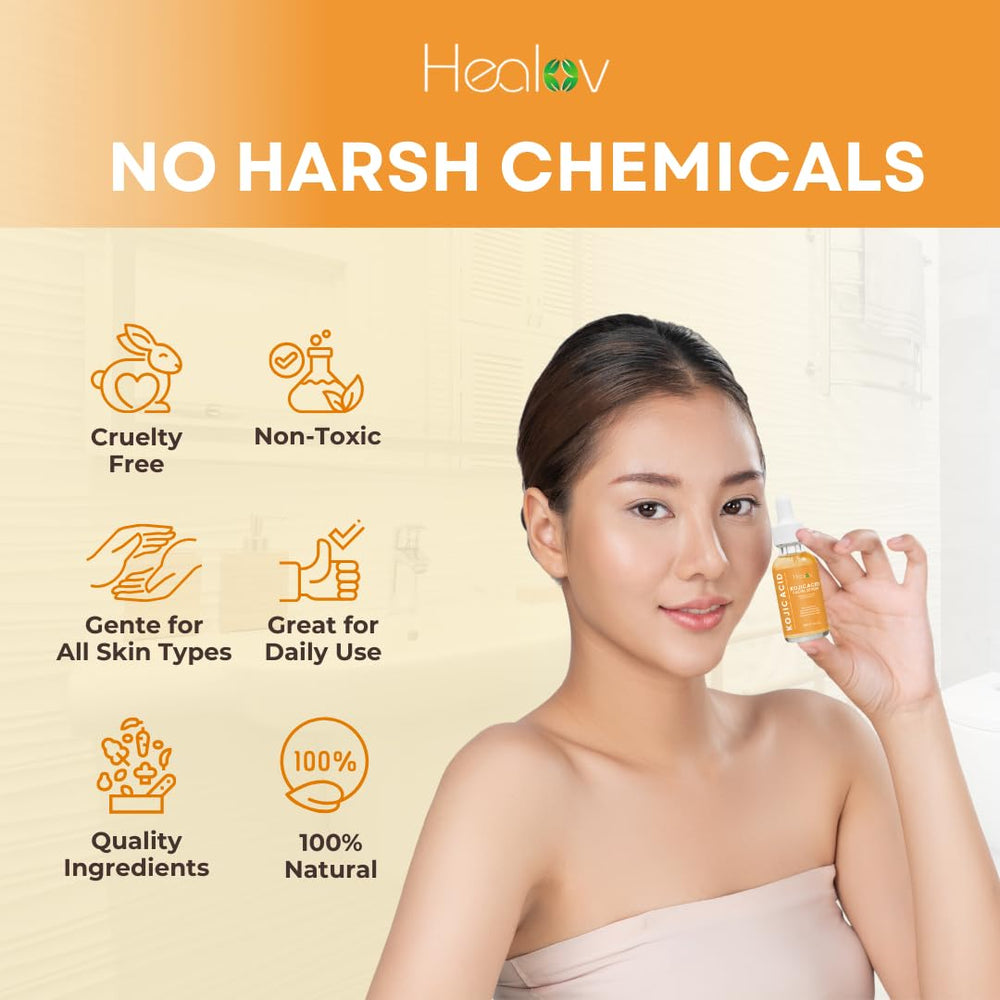 Healov Kojico Serum: cuidado corporal para manchas y tono parejo en cuello y cuerpo.