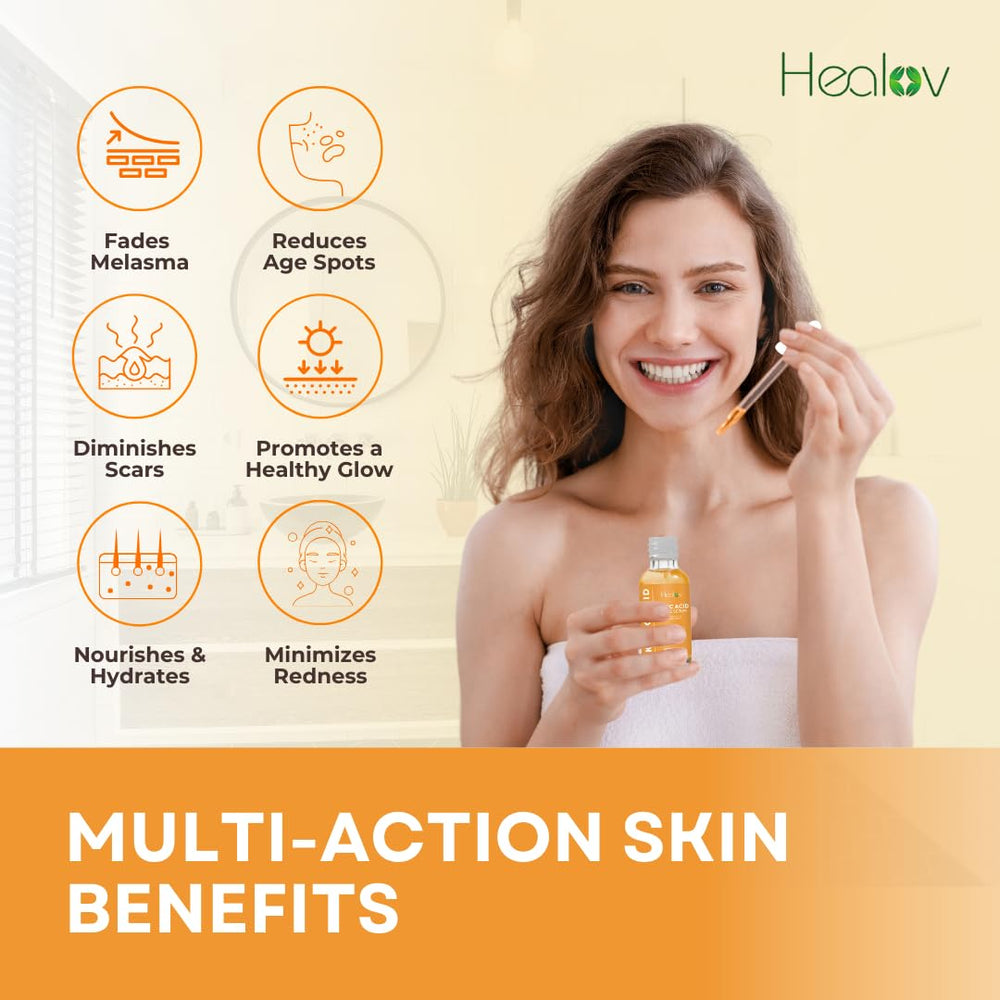 Healov Kojico Serum: textura cremosa facilita absorción y suaviza la piel.