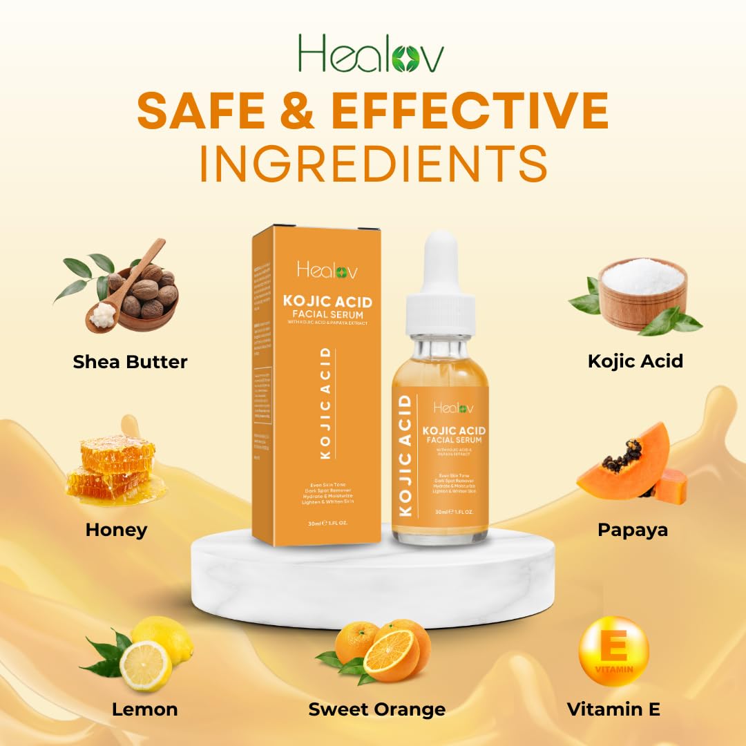 Healov Kojico Serum: ayuda a lograr un tono más uniforme con uso constante.