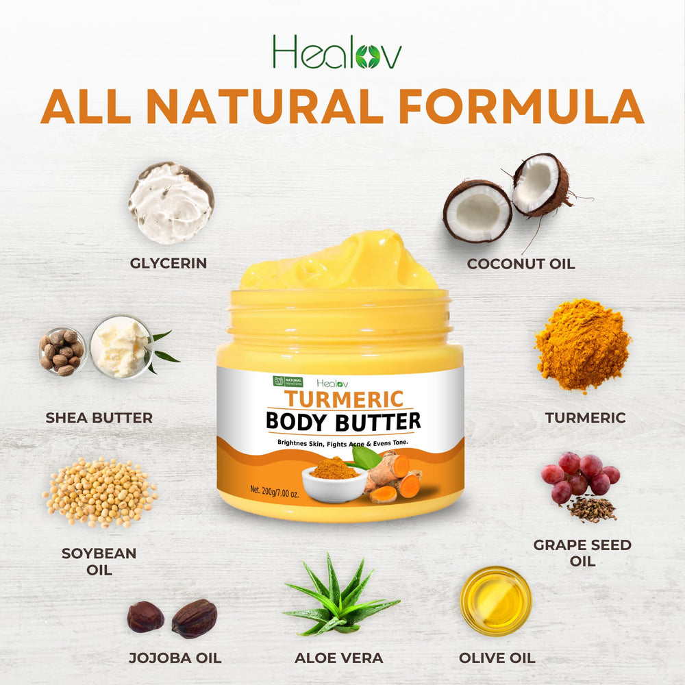Healov Turmeric Face Cream for body application highlights dual-use for skin on body.