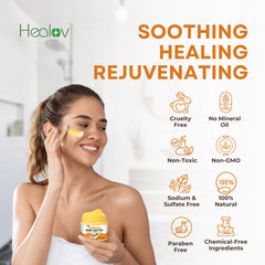 Healov Turmeric Face Cream applied on face shows gentle daily brightening.