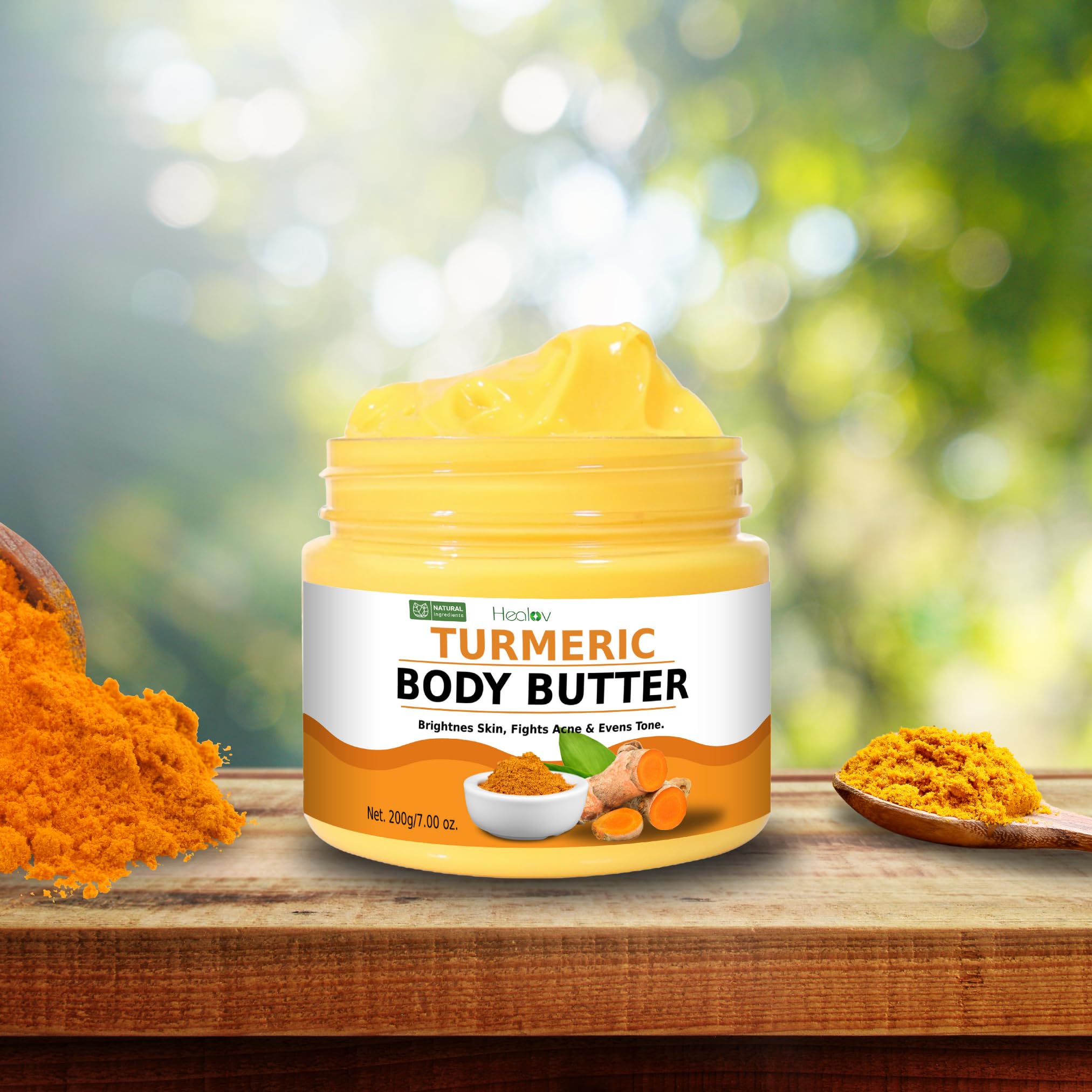 Healov Turmeric Face Cream label design emphasizes natural, phthalate-free formula.