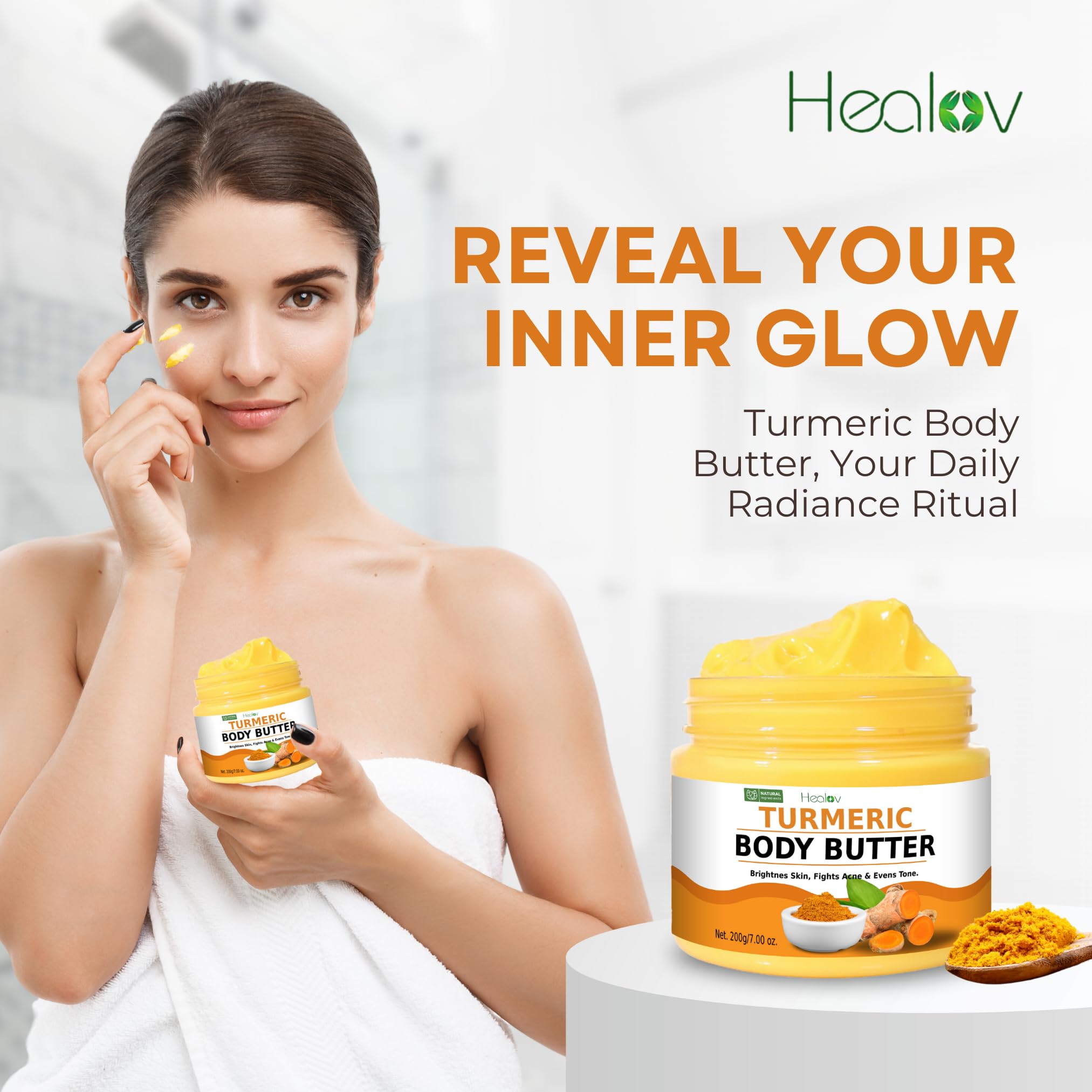 Healov Turmeric Face Cream packaging front design.