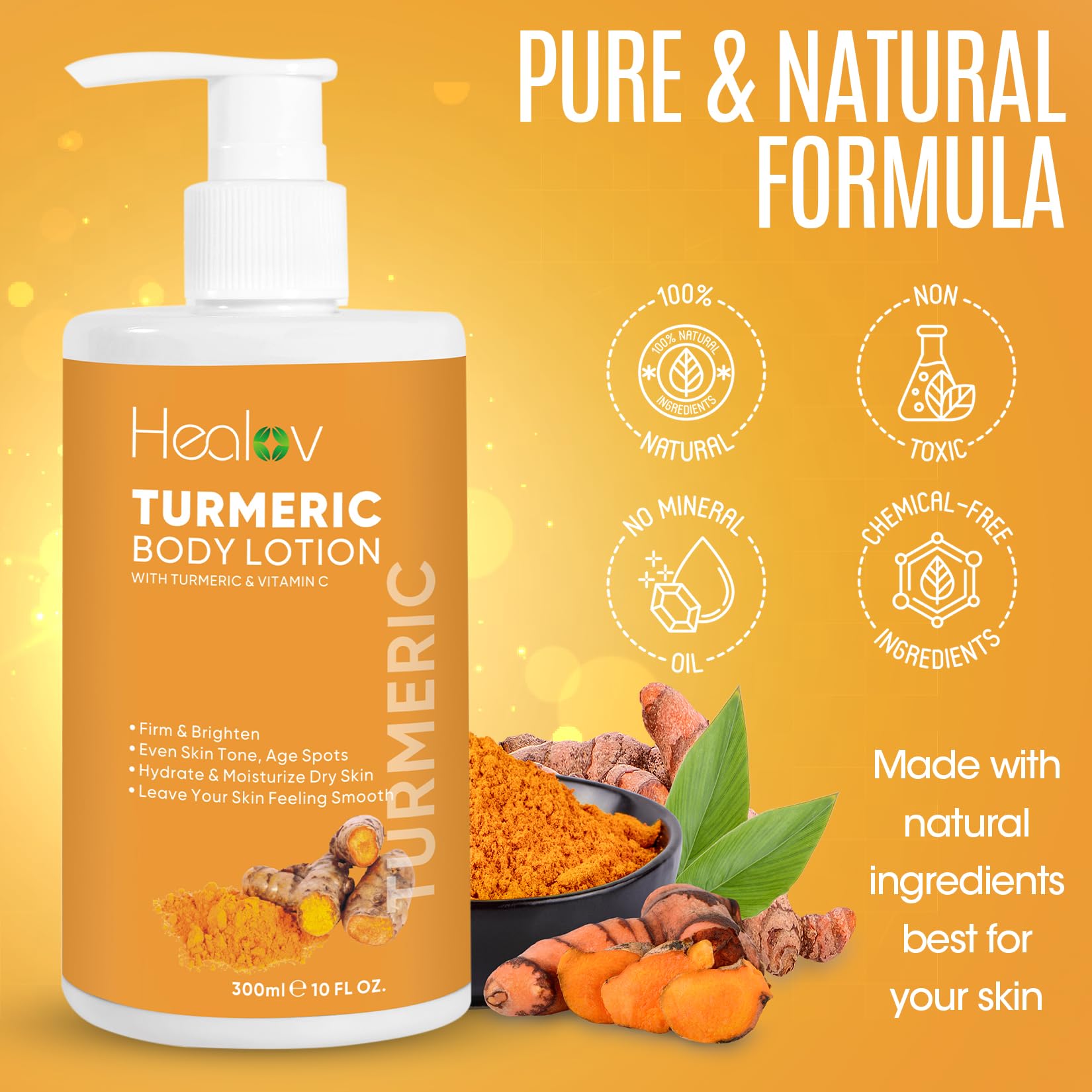 Healov Turmeric Lotion rich, creamy texture for deep hydration