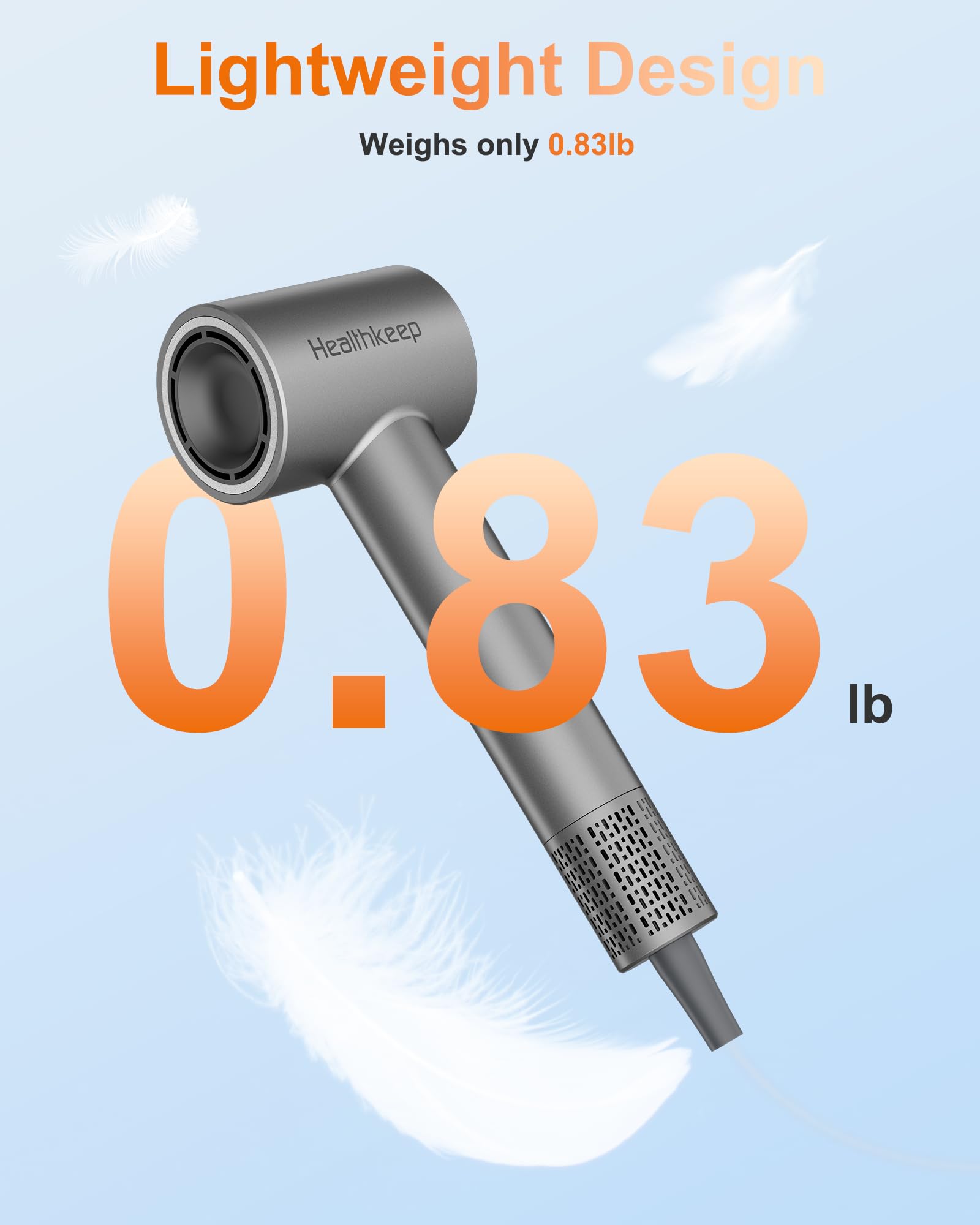 Healthkeep Hair Dryer with airflow 20 m/s for efficient drying.