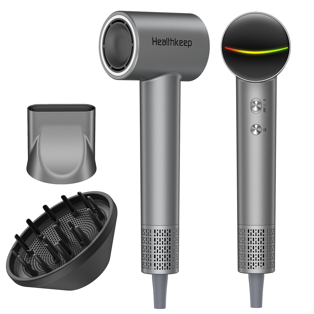 Healthkeep Hair Dryer with brushless motor showing fast drying capability for busy mornings.