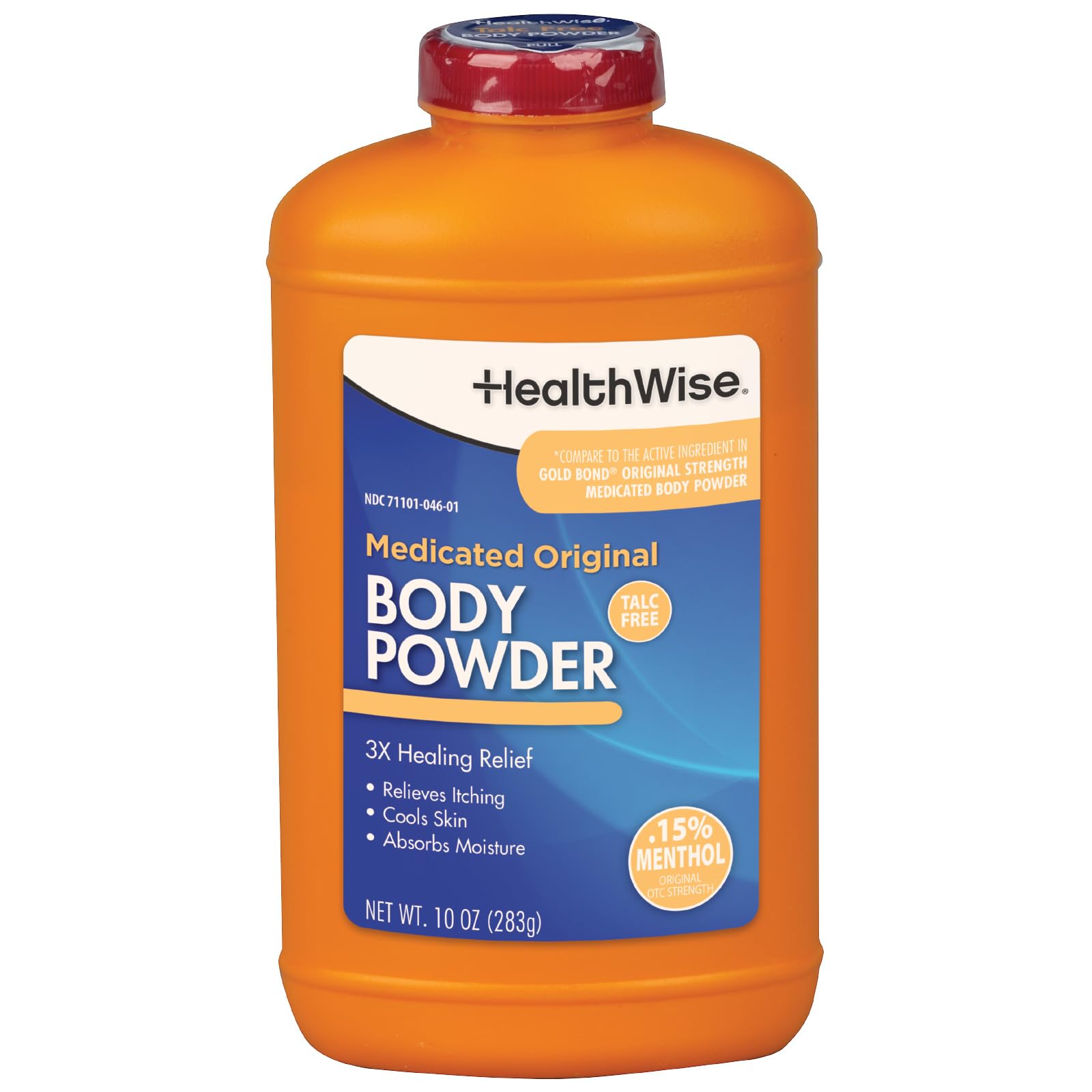 HealthWise polvo cuerpo mentolado, alivio y frescura al aplicar