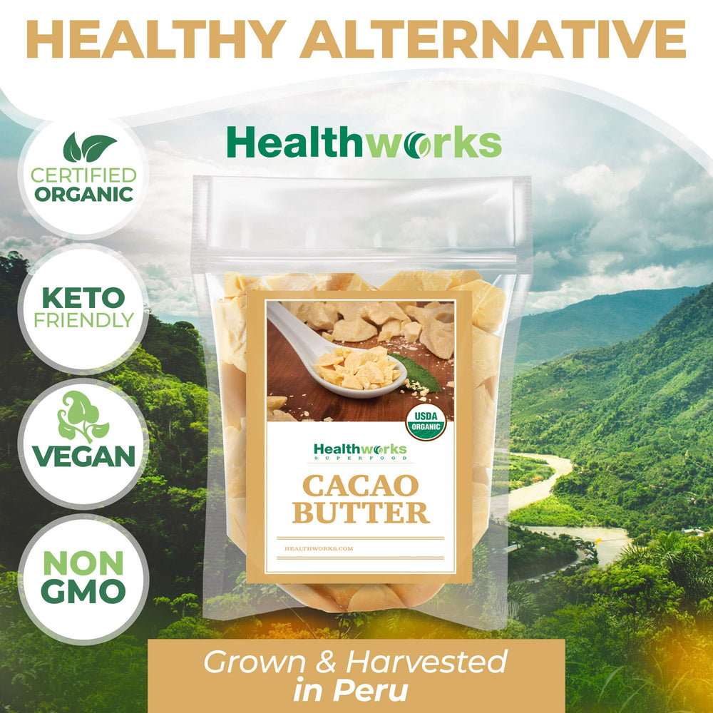 Healthworks keto vegan non GMO cacao butter supports clean eating