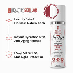 Healthy Skin Lab Protect swirled texture showing hyaluronic acid hydration.