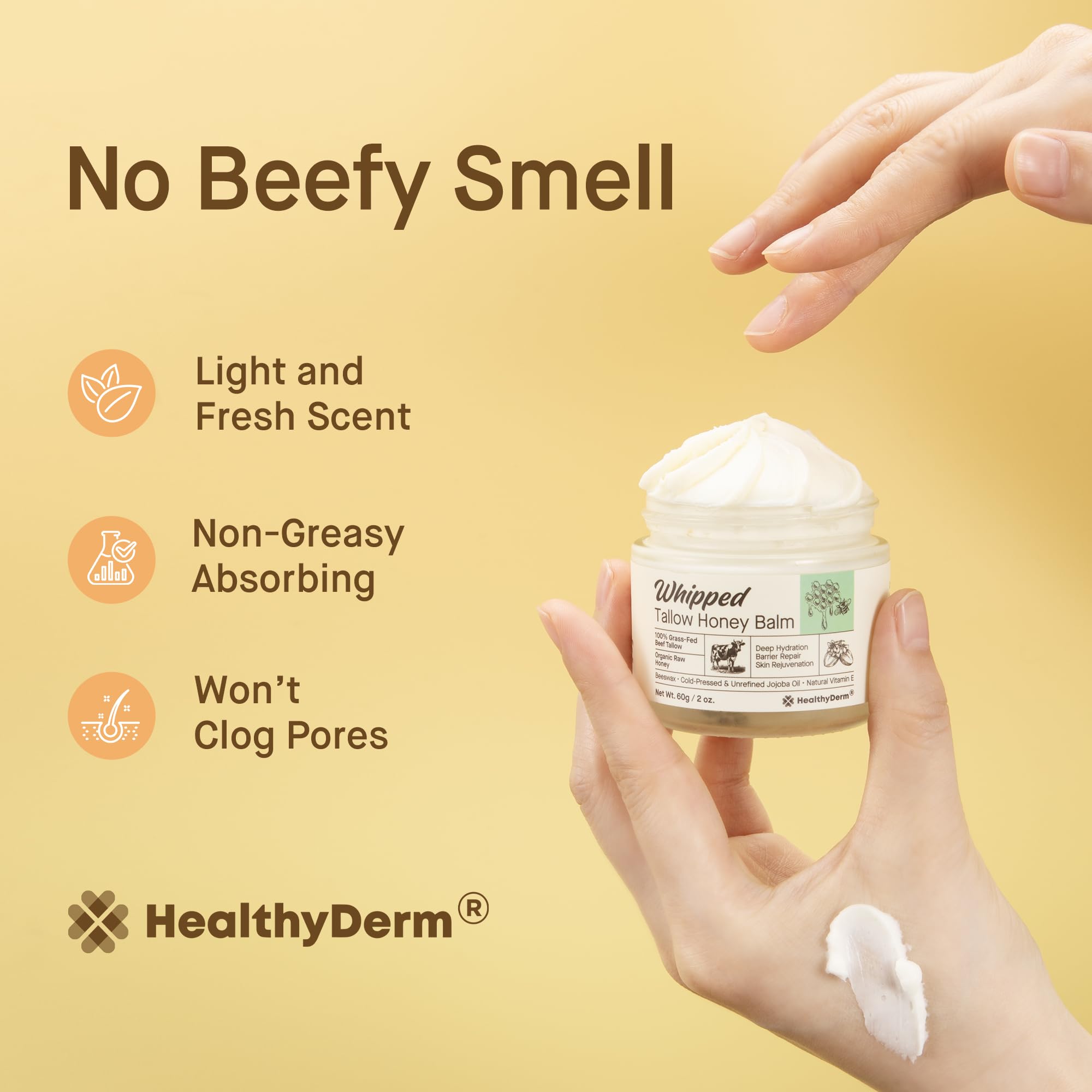HealthyDerm aroma neutro gracias a miel natural, uso cómodo.